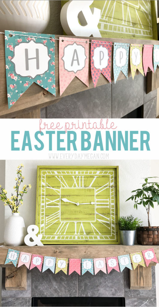Free Printable Happy Easter Banner with Glitter Details