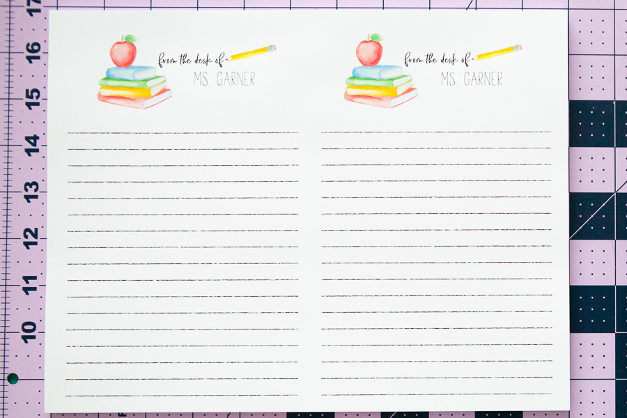How to make a DIY personalized notepad + free printable template. Great teacher gift idea!