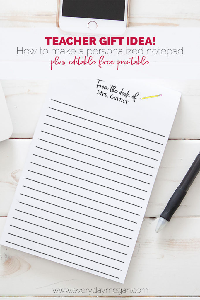 DIY Notepad | Teacher Gift Idea
